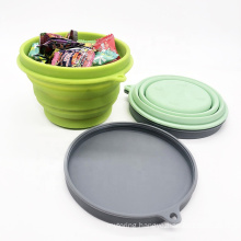 Portable travel folding telescopic silicone bowl heat-resistant BPA-free high-quality fresh-keeping rice bowl